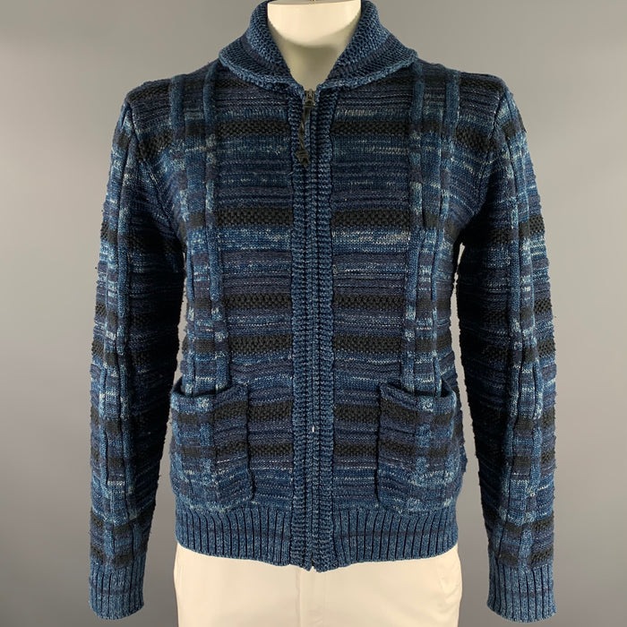 RRL by RALPH LAUREN Size L Navy Indigo Cable Knit Cotton Linen Wool Sweater