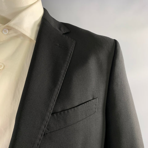 BROOKS BROTHERS Chest Size 42 Regular Black Wool Notch Lapel 36 30 Suit