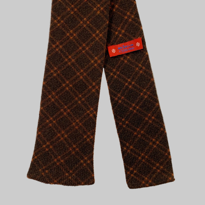 KITON Brown Orange Knitted Cashmere Tie