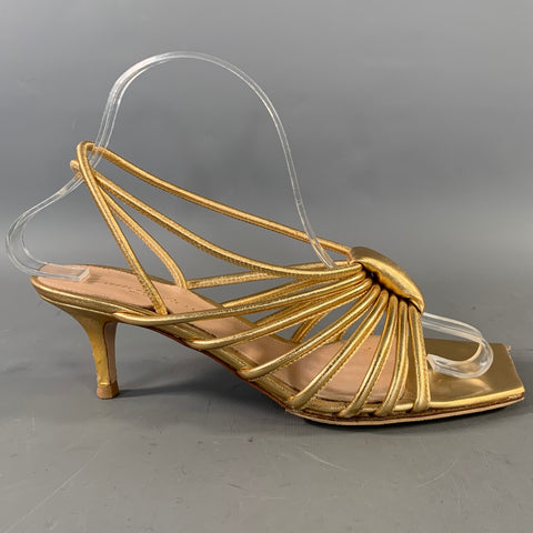 GIANVITO ROSSI Size 7.5 Gold Strappy Sandals