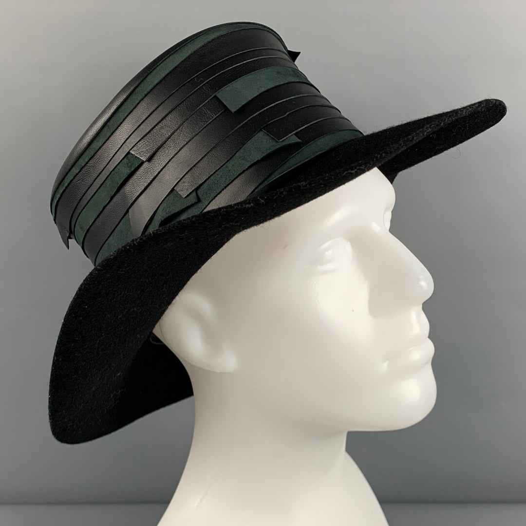 MOVE ROMA Black Leather Felt Layered Hat