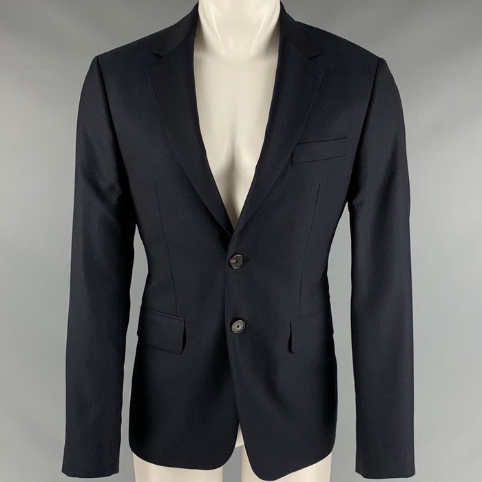 SANDRO Size 40 Navy Wool Notch Lapel Sport Coat