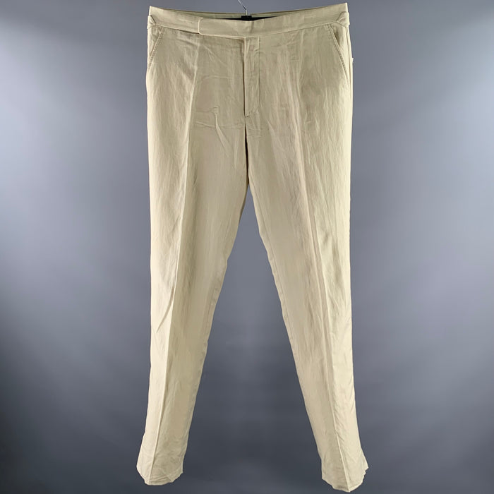 RALPH LAUREN Size 36 Cream Silk Linen Relaxed Fit Dress Pants
