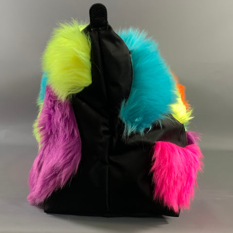 LONGCHAMP Black Color Block Nylon Faux fur Weekender Bag