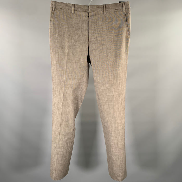 MAISON MARGIELA Size 36 Grey Orange Heather Wool Button Fly Dress Pants