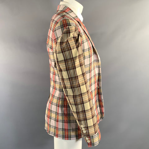 COMME des GARCONS SS2014Chest Size M White Red & Yellow Plaid Notch Lapel Sport Coat