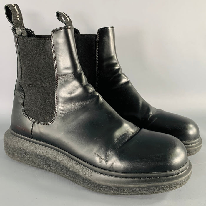 ALEXANDER MCQUEEN Size 9.5 Black Leather Platform Chelsea Boots