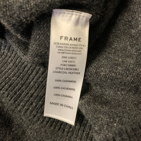 FRAME Size XL Grey Cashmere Ruched V Neck Pullover Womens