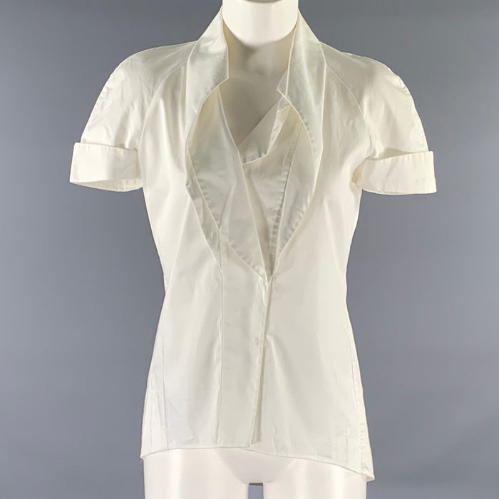 HUGO BOSS Size S White Elastane Blend Cap Sleeves Blouse