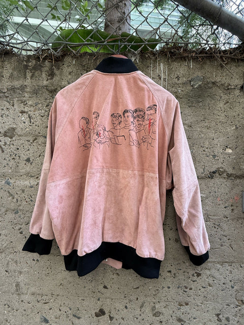 ENFANTS RICHES DEPRIMES ERD SS2018 L Pink Embroidery Suede Bomber Jacket