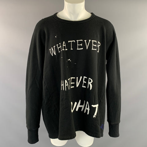 BERNHARD WILLHELM AW2018/19 Size M Black White Letters Cotton Oversized Sweatshirt