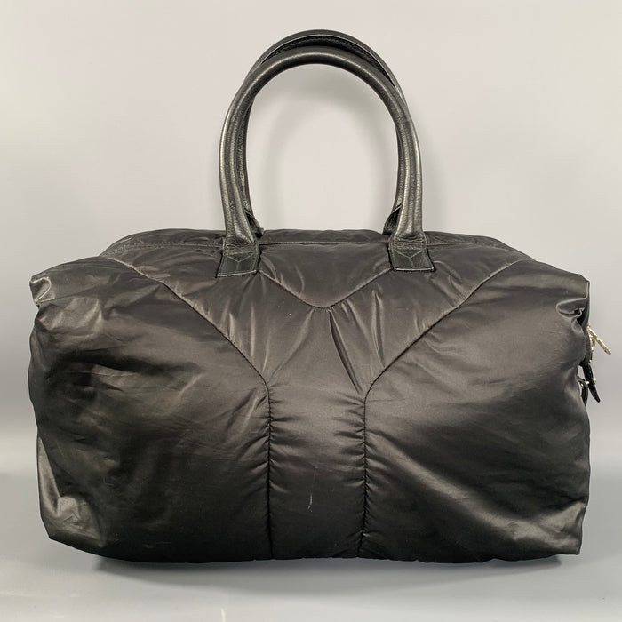 YVES SAINT LAURENT Black Quilted Leather Trim Nylon Bag