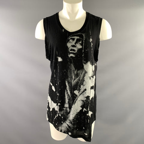 ALEXANDRE PLOKHOV Size S Black Grey Graphic Cotton Tank Top
