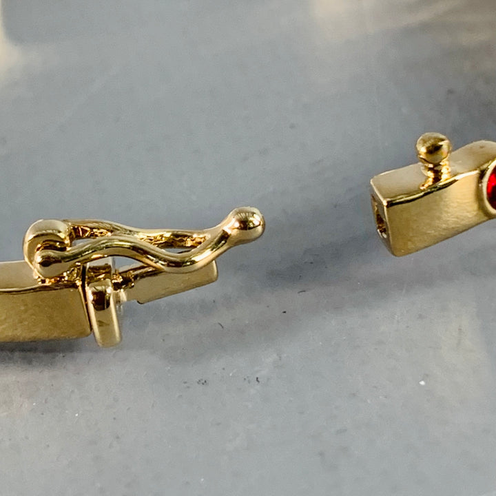 GIVENCHY Red Gold Rhinestones Cuff Bracelet