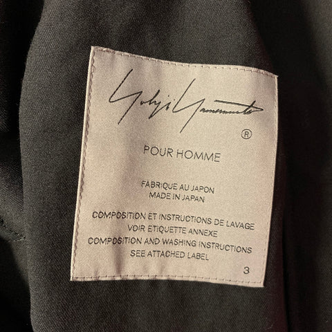 YOHJI YAMAMOTO S/S2021 Size L Black Hand Painted Wool Double Breasted Coat