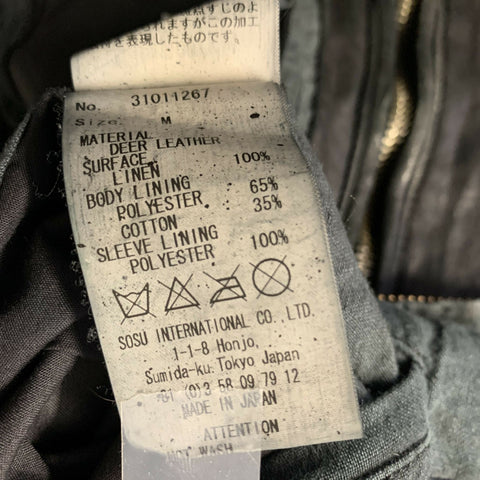 MIHARAYASUHIRO Size M Black Distressed Leather Zip Up Jacket