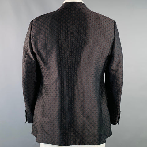 ETRO Size 44 Black Brown Paisley Silk Blend Jacquard Notch Lapel Sport Coat