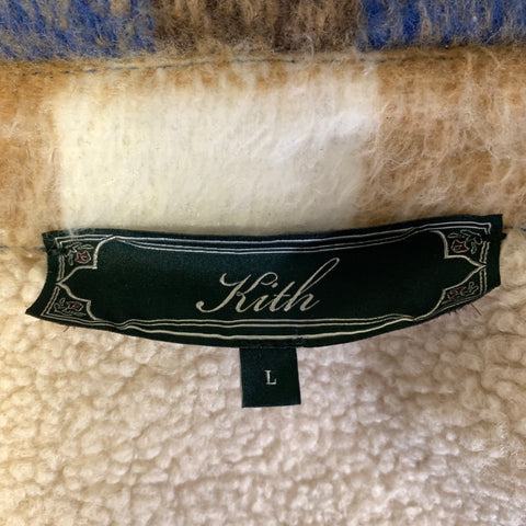 KITH FW2023 Size L Blue Tan & White Gingham Polyester Pointed Collar Jacket