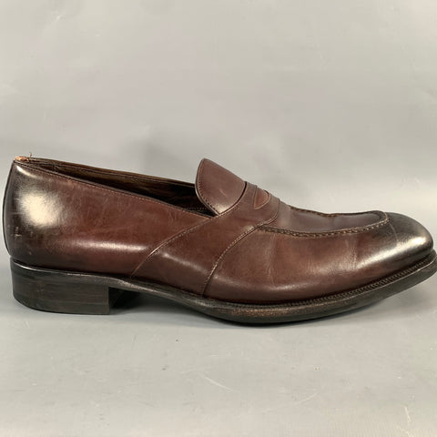 TOM FORD Size 10.5 Brown Leather Penny Loafers