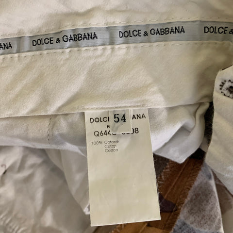 DOLCE & GABBANA Size 38 White Brown Camo Cotton Straight leg Casual Pants