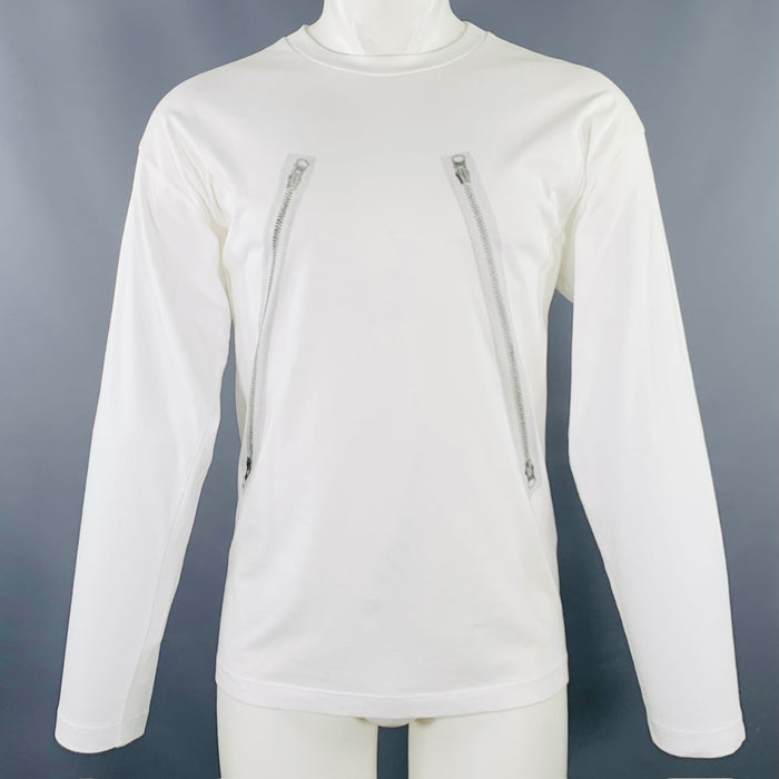MAISON MARGIELA Size S White Black Graphic Cotton Long T-shirt