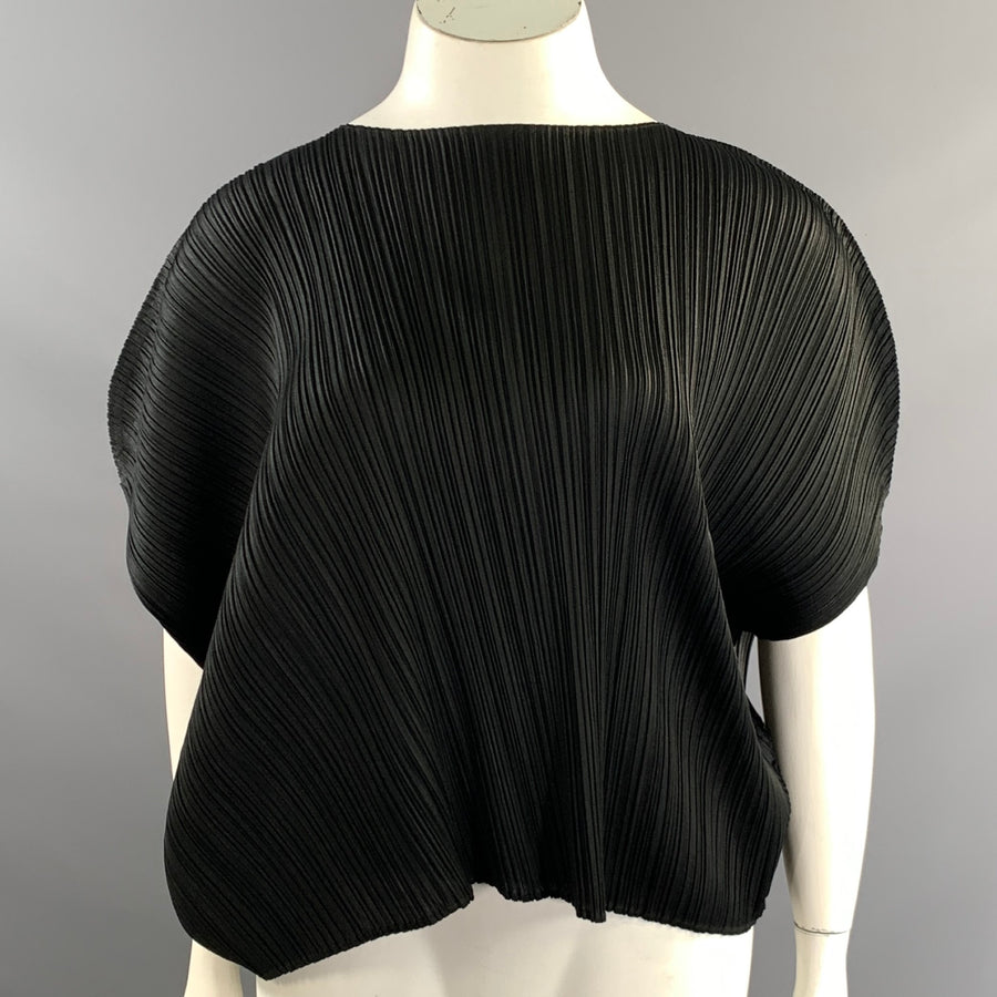 PLEATS PLEASE by ISSEY MIYAKE Size L Black Polyester Pleated Casual Top