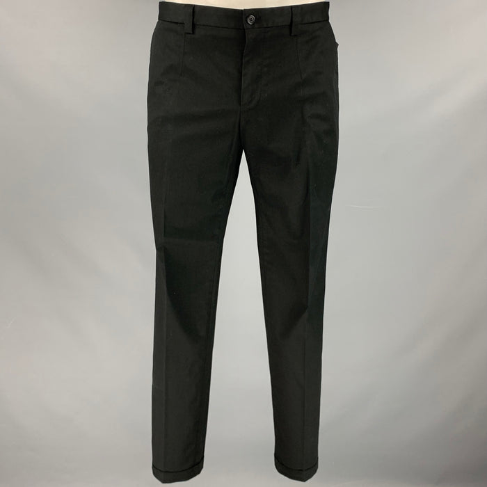 DOLCE & GABBANA Size 34 Black Cotton Blend Zip Fly Dress Pants