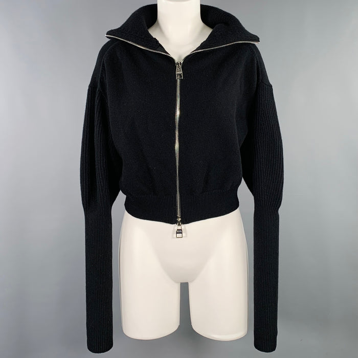 ALEXANDER MCQUEEN Size M Black Wool Cashmere Zip Up Cardigan
