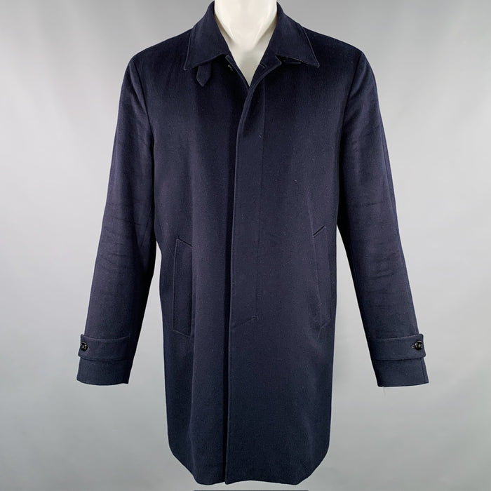 ISAIA Size 40 Navy Wool Hidden Buttons Coat