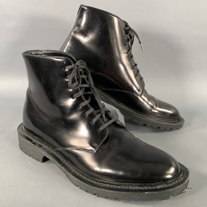 SAINT LAURENT Size 7.5 Black Leather Lace Up Boots
