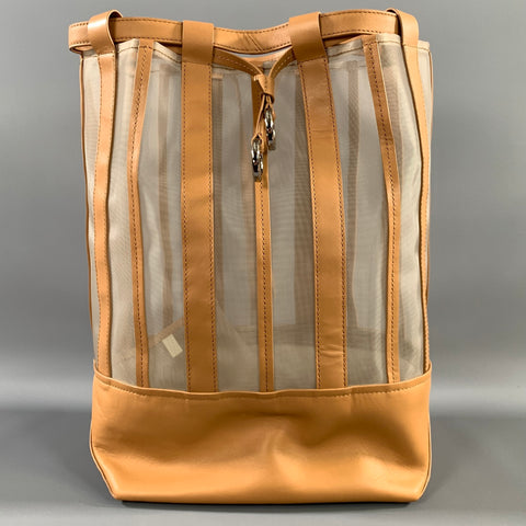 PHILLIP LIM SS2017 Tan Light Grey Mesh Leather Backpack