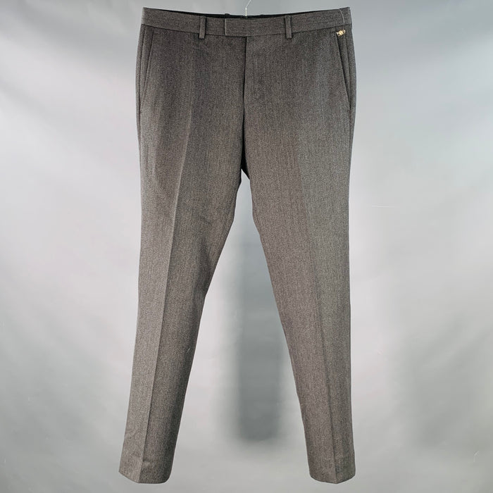GUCCI Size 34 Grey Twill Wool Tapered Button Fly Dress Pants
