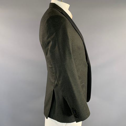TODD SNYDER Chest Size 42 Green Black Wool Peak Lapel Sport Coat