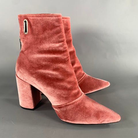 ROBERT CLERGERIE Size 7 Pink Black Velvet Pointed Toe Boots