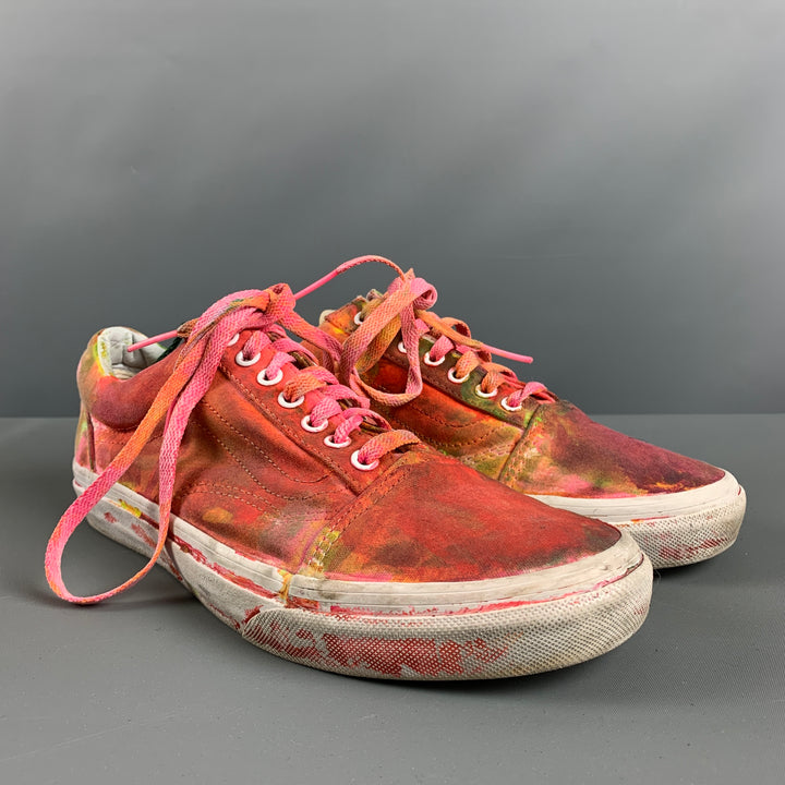 VANS Size 9 Pink Multi-Color Paint Splatter Canvas Sneakers