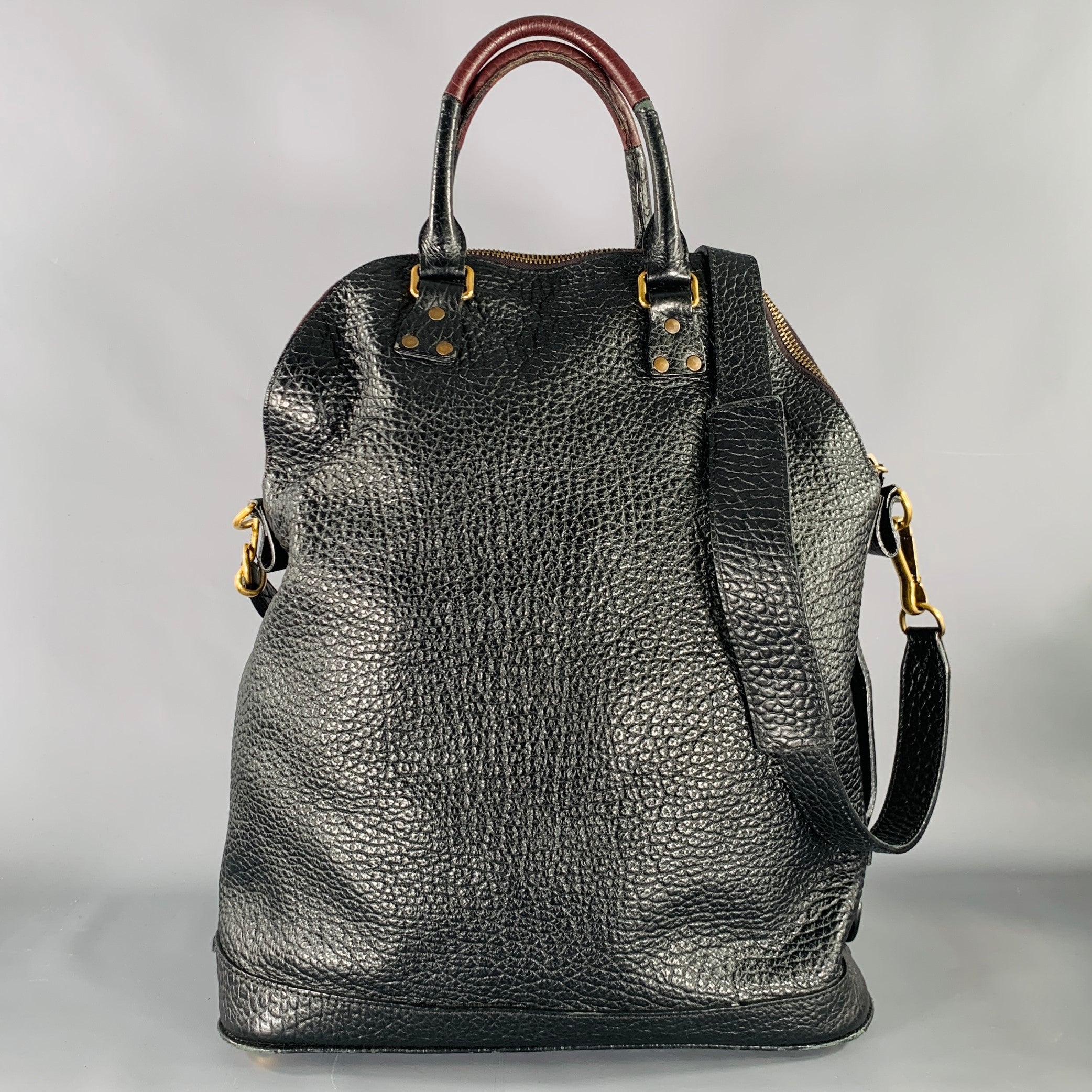 BURBERRY PRORSUM 2014 -St Ives- Black Burgundy Color Block Leather