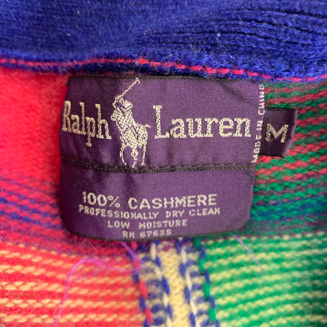 RALPH LAUREN Size M Purple Multi-Color Cashmere Plaid Cardigan