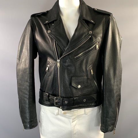 ENFANTS RICHES DEPRIMES ERD SS2015 L Black Graphic Leather Biker Jacket