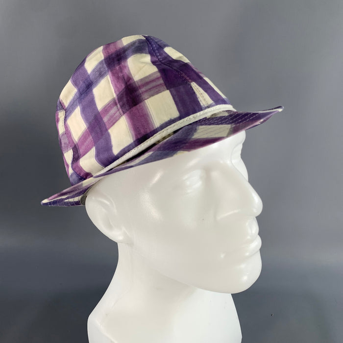 PAUL SMITH Size L Purple White Gingham Cotton Hats