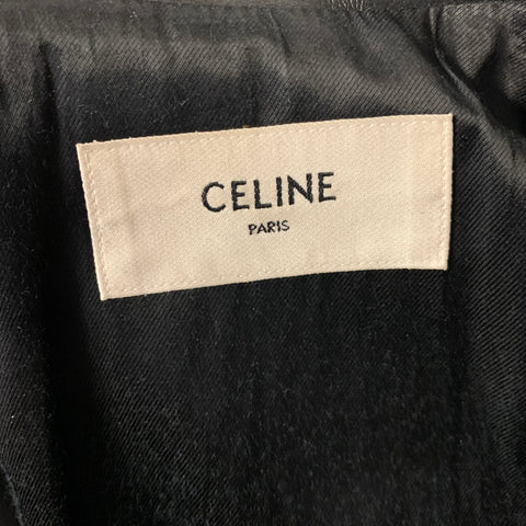 CELINE SS2019 Size 40 Black White Color Block Leather Biker Jacket