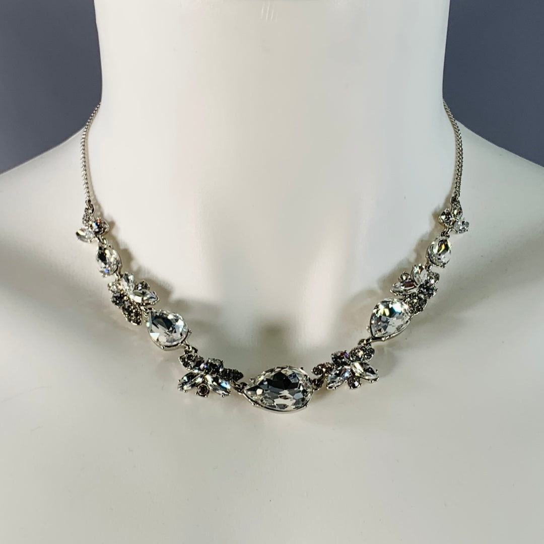 GIVENCHY Silver Rhinestones Metal Necklace