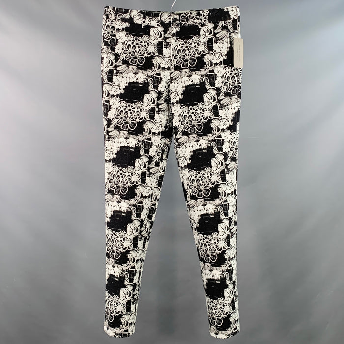COMME des GARCONS HOMME PLUS 2021 Size M Black White Abstract Floral Cotton Zip Fly Dress Pants