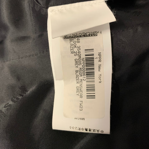 MSGM Chest Size 38 Grey Black Window Pane Wool Notch Lapel Sport Coat