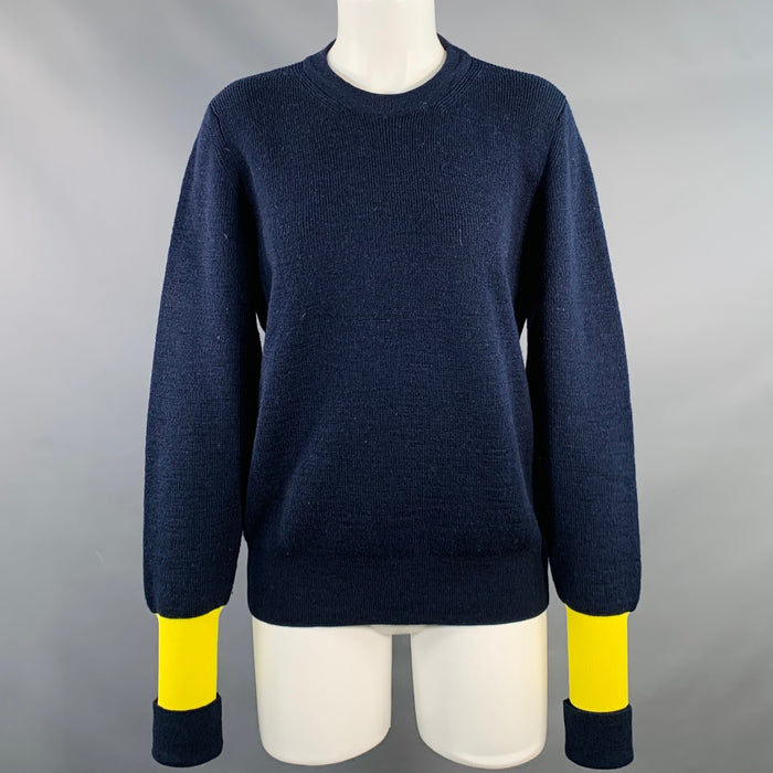 MAISON MARGIELA Size XS Navy Yellow Wool Blend Crew Neck Sweater