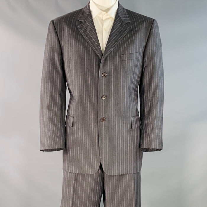 PAUL SMITH Size 46 Westbourne Regular Grey Purple Pinstripe Wool Notch Lapel Suit