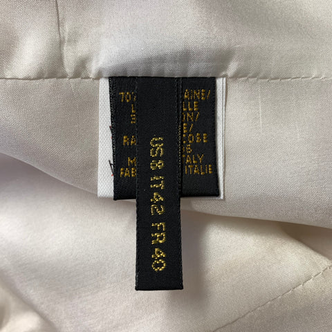DONNA KARAN Size 8 Cream Wool & Rayon Notch Lapel Jacket Blazer