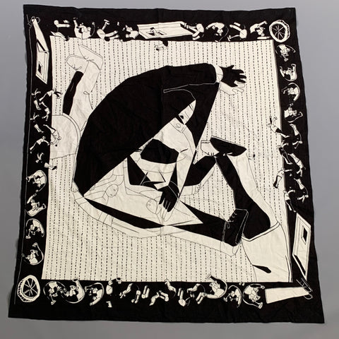 HENRIK VIBSKOV Black White Abstract Cotton Scarf