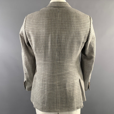 RALPH LAUREN Chest Size 42 Regular Grey Blue Plaid Notch Lapel Sport Coat