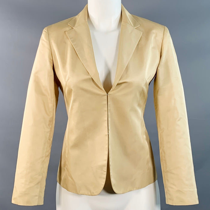 RALPH LAUREN Size 6 Beige Acetate Silk Notch Lapel Jacket Blazer