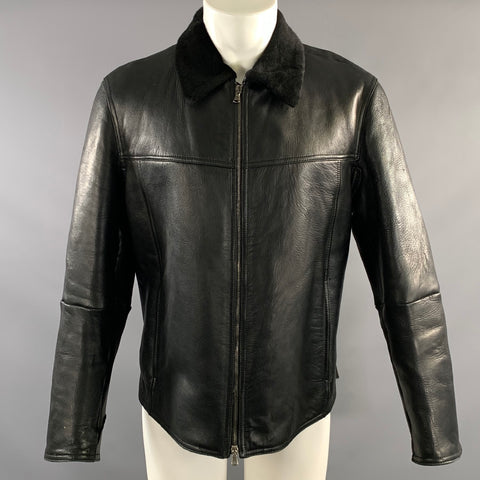 VALENTINO Size 40 Black Leather Zip Up Jacket